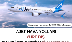 Ajet Kampanya : 9 Euro/Dolar + Vergilerle Yurt Dışı Bileti Ajet Kampanya : 9 Euro/Dolar + Vergilerle Yurt Dışı Bileti