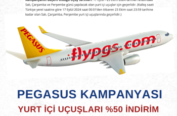 Kampanya: Pegasus Yurt içi uçuşları %50 indirim Kampanya: Pegasus Yurt içi uçuşları %50 indirim
