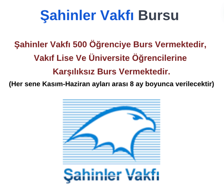 Şahinler Vakfı Burs Duyurusu