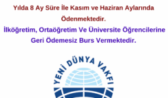 Yeni Dünya Vakfı : Burs Duyurusu Yeni Dünya Vakfı : Burs Duyurusu