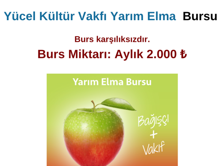 Yücel Kültür Vakfı Yarım Elma Burs Duyurusu