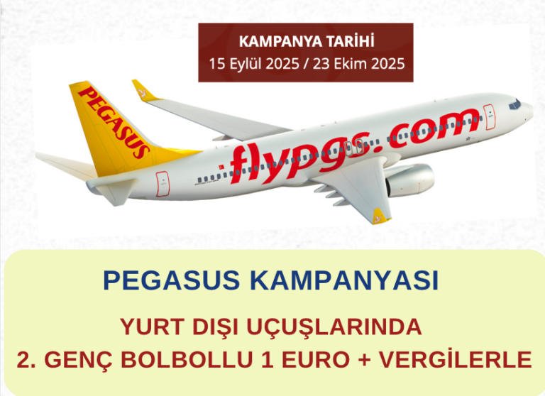 Pegasus : Yurt Dışı Uçuşlarında 2. Genç BolBollu 1 € + Vergilerle