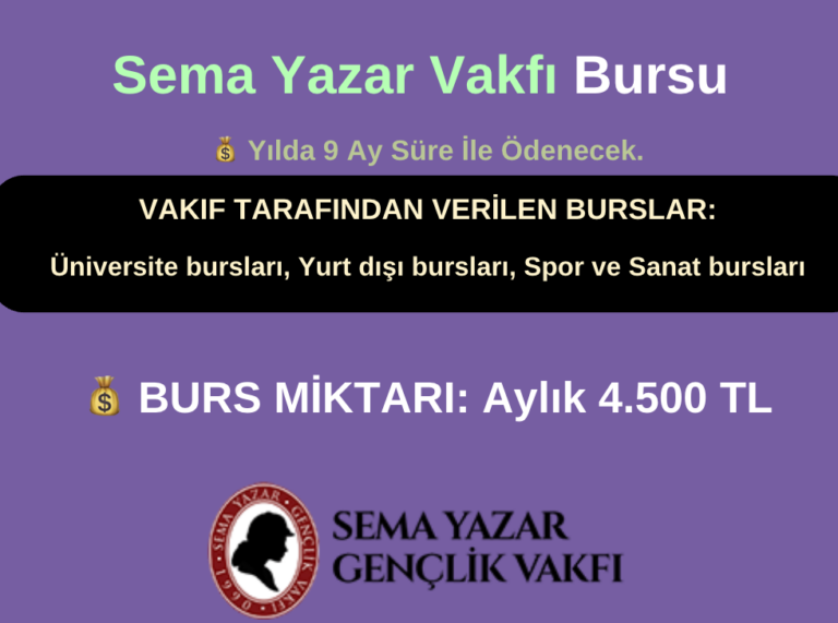 Sema Yazar Vakfı Burs Duyurusu
