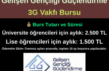 Gelişen Gençliği Güçlendirme 3G Vakfı Burs Duyurusu