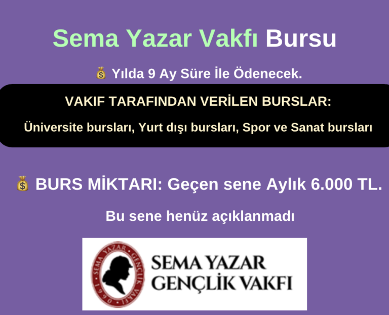 Sema Yazar Vakfı Burs Duyurusu