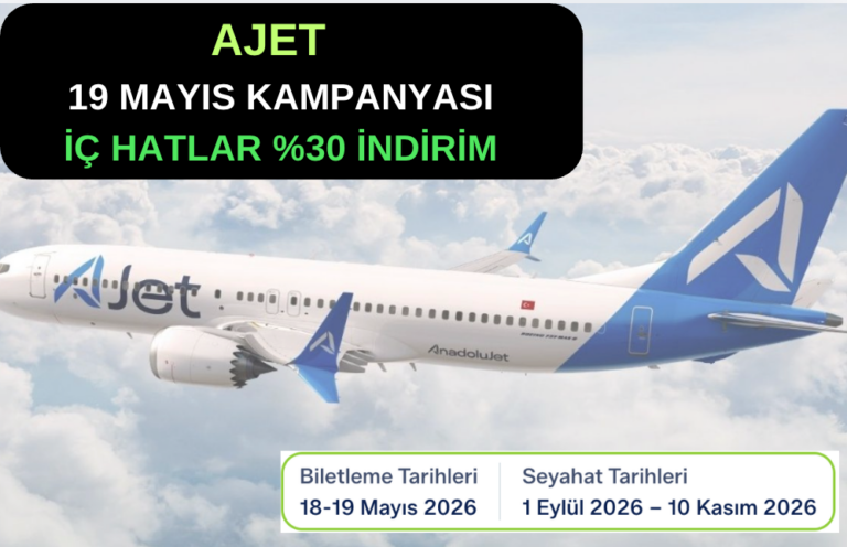 AJet : 19 Mayıs Kampanyası – Yurt içi %30 indirim