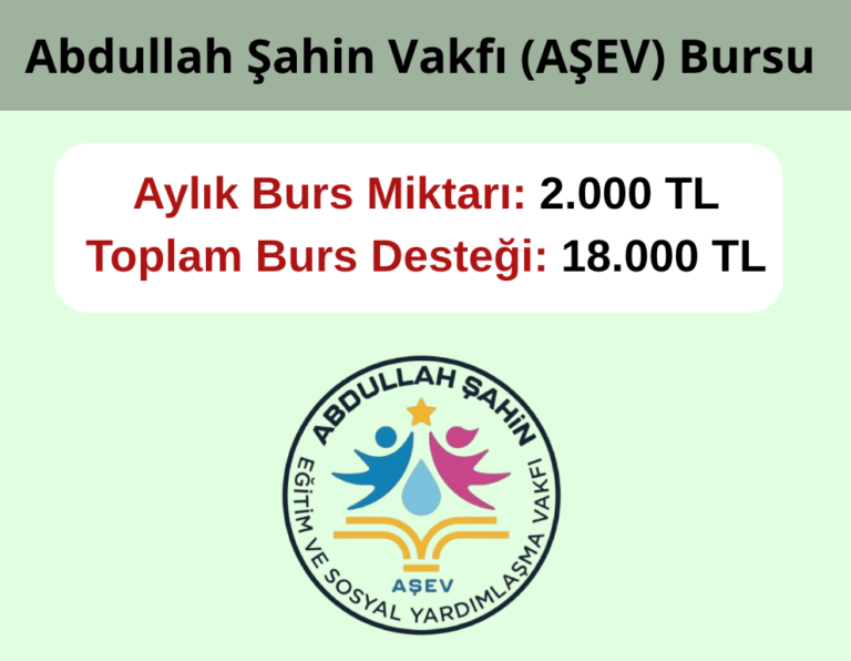 Abdullah Şahin Vakfı AŞEV Burs Duyurusu