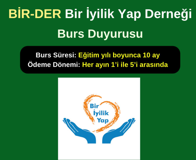 BİR-DER Bir İyilik Yap Derneği Burs Duyurusu