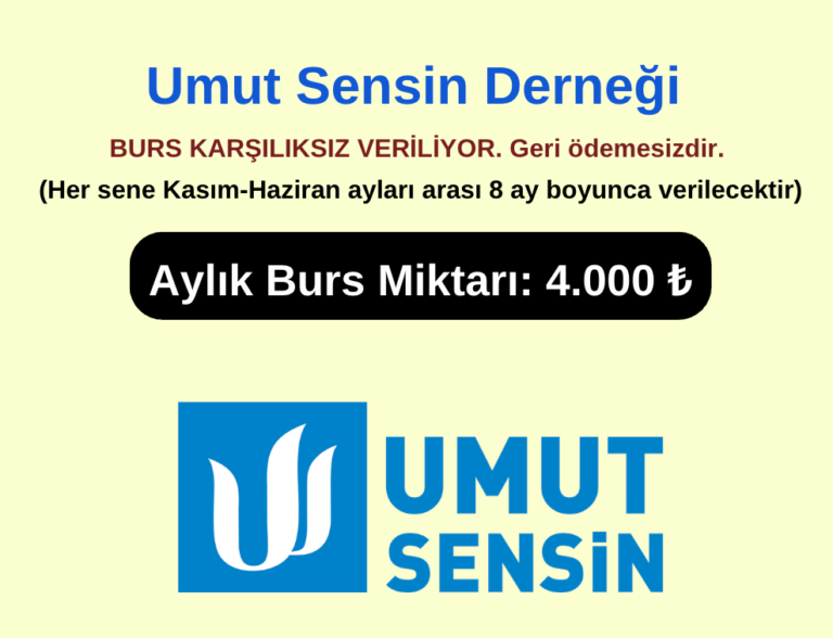 Umut Sensin Derneği Burs Duyurusu