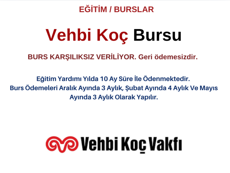 Vehbi Koç Vakfı Burs Duyurusu 2026-2027