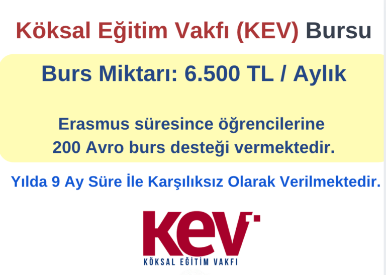 Köksal Eğitim Vakfı (KEV) Burs Duyurusu 2026-2027